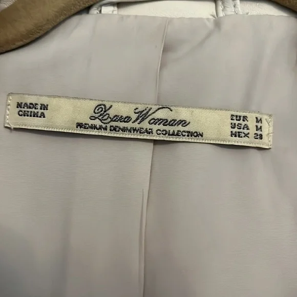 Zara Cream Studded Lambskin Moto Jacket EUC Size Medium - Picture 2 of 5